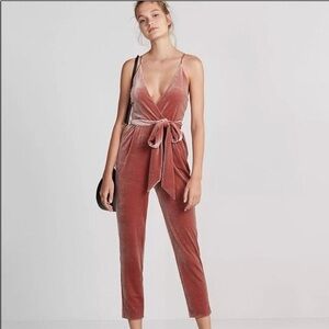 Velvet Strappy Pantsuit in Dusty Rose